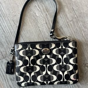 Coach Black and White Wristlet